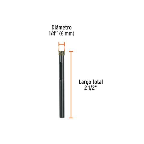 Broca diamantada 1/4' (6 mm), TRUPER | BD-6 | 103432