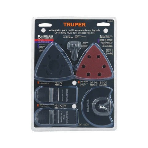 Kit con 8 accesorios para multiherramienta, TRUPER PRO | MULH-KIT-8 | 103440
