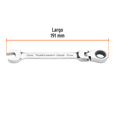 Llave combinada con matraca 15 mm flexible, Expert | LL-2015MXF | 103449