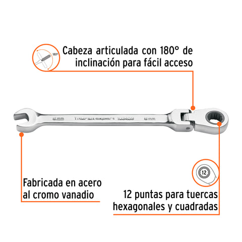 Llave combinada con matraca 8 mm flexible, Expert | LL-2008MXF | 103459