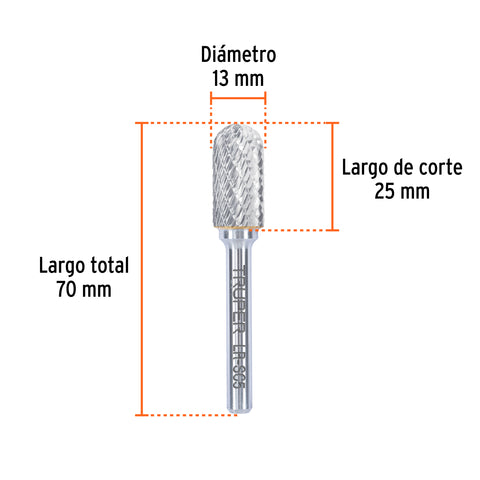 Lima rotativa punta cilindro redonda, 13 mm, TRUPER | LR-SC5 | 103480