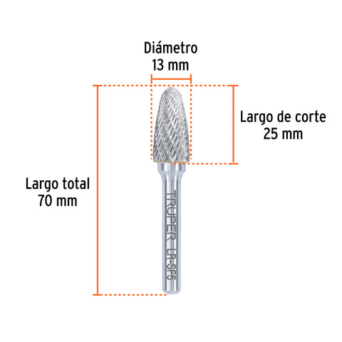 Lima rotativa punta árbol redonda, 13 mm, TRUPER | LR-SF5 | 103483
