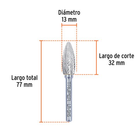 Lima rotativa punta flama, 13 mm, TRUPER | LR-SH5 | 103501