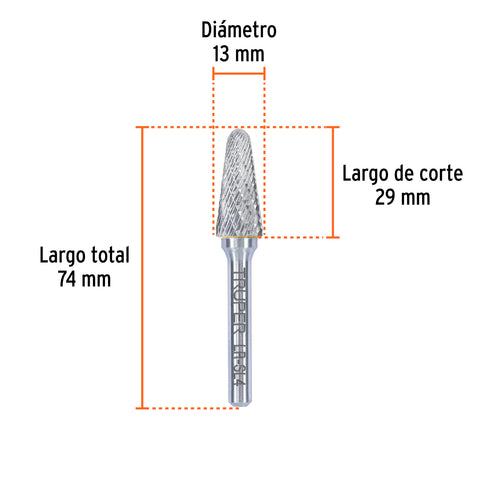 Lima rotativa punta cónica redonda, 13 mm, TRUPER | LR-SL4 | 103502