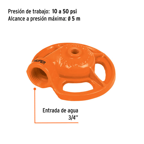 Aspersor base metálica, tipo sapo de chorro fino, TRUPER | SAPO-1 | 10351