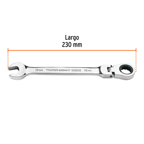 Llave combinada con matraca 18 mm flexible, Expert | LL-2018MXF | 103542