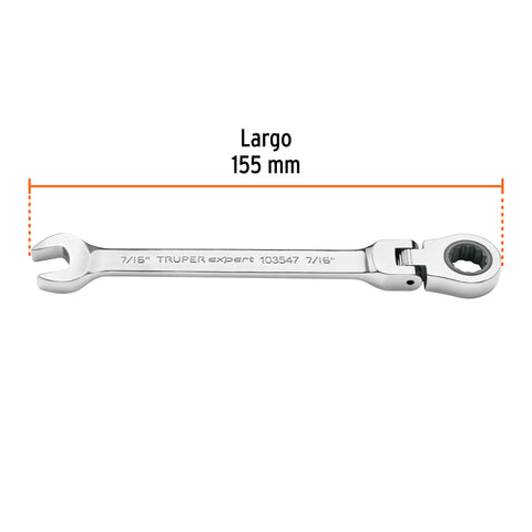 Llave combinada con matraca 7/16' flexible, Expert | LL-2014XF | 103547