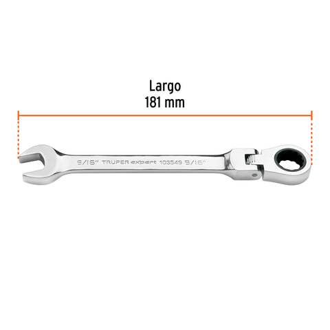 Llave combinada con matraca 9/16' flexible, Expert | LL-2018XF | 103549
