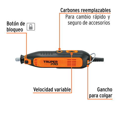 Herramienta rotativa 135W con 211 accesorios, TRUPER PRO | MOTO-A3K | 103581
