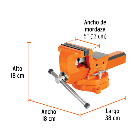 Tornillo de banco 5' industrial de hierro dúctil, Expert | TA-5X | 103598