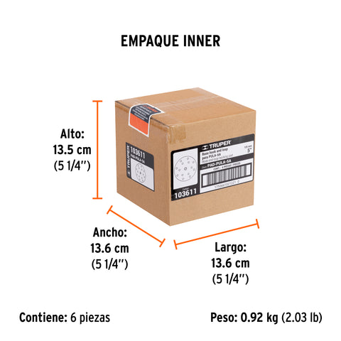 Respaldo de 5' hook and loop para PULA-5A, TRUPER | PAD-PULA-5A | 103611