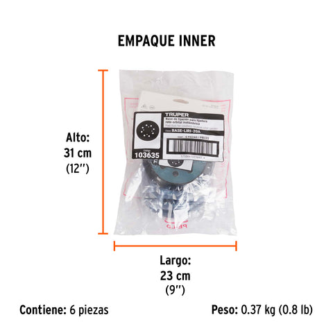 Base hook and loop para LIRI-20A, Truper | BASE-LIRI-20A | 103635