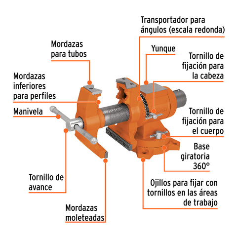 Tornillo de banco 5' multipropósito de hierro dúctil, Truper | TA-5-M | 103643