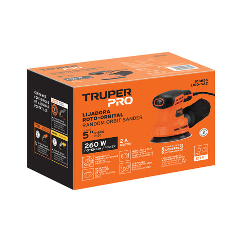 Lijadora roto orbital 5', 260W, TRUPER PRO | LIRO-5A2 | 103656
