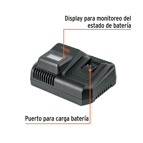 Cargador dual de baterías 20V, enchufe tipo C, TRUPER MAX | MAX-CA2-2 | 103664