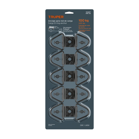 Blister con 10 anclajes para redes de carga de 3.5 ton. | ANC-35 | 103697