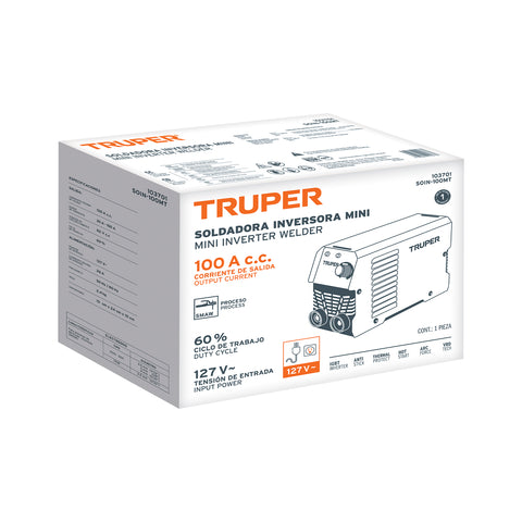 Mini soldadora inversora 100A, 127V, TRUPER | SOIN-100MT | 103701