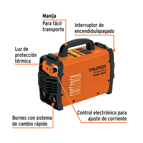 Soldadora inversora 100A, 127V, TRUPER | SOIN-100T | 103702