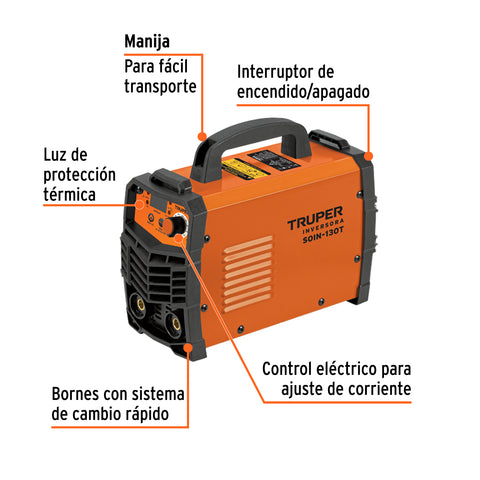 Soldadora inversora 130A, 127V, TRUPER | SOIN-130T | 103703