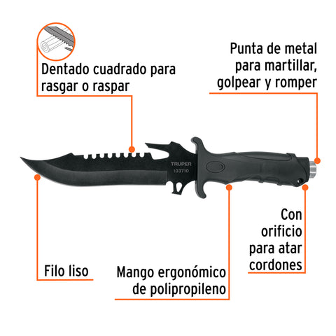 Cuchillo táctico para campismo 7', TRUPER | CTA- 7C | 103710