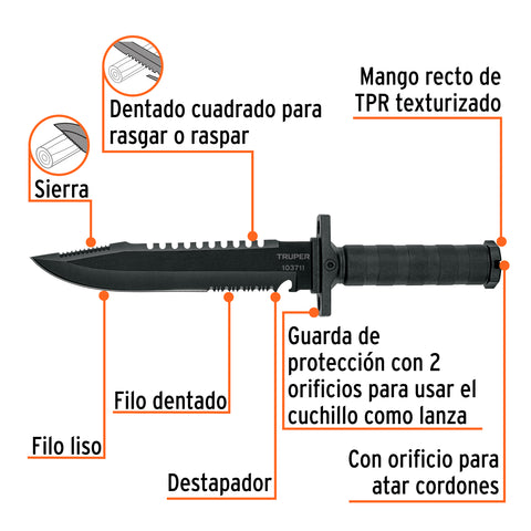 Cuchillo táctico de monte 8', TRUPER | CTA-8M | 103711