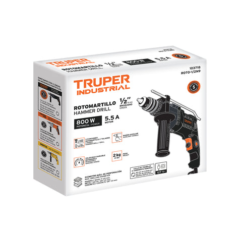 Rotomartillo 1/2', 800W, TRUPER INDUSTRIAL | ROTO-1/2N9 | 103718