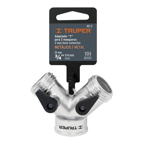 Conector 'Y' 3/4' metálico para manguera, Truper | AD-2 | 10372