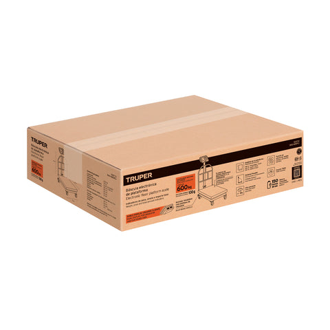 Báscula electrónica de plataforma, 600 kg, inoxidable TRUPER | BAS-600PLI | 103772