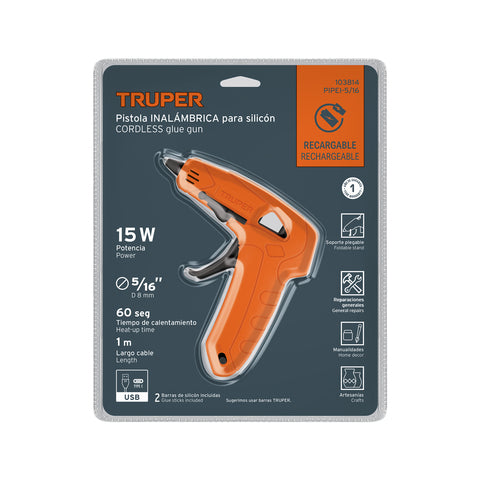 Pistola inalámbrica de 3.7V para silicón de 5/16', TRUPER | PIPEI-5/16 | 103814