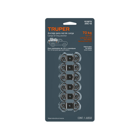 Blister con 12 anclajes para red de carga de 1.5 ton. | ANC-15 | 103870