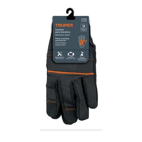 Guante para mecánico, antivibraciones, unitalla, TRUPER | GU-675 | 103932