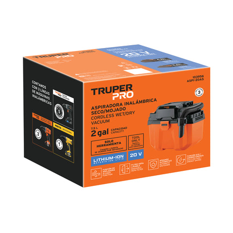 Aspiradora 20V, sin accesorios, TRUPER PRO | ASPI-20AS | 103956