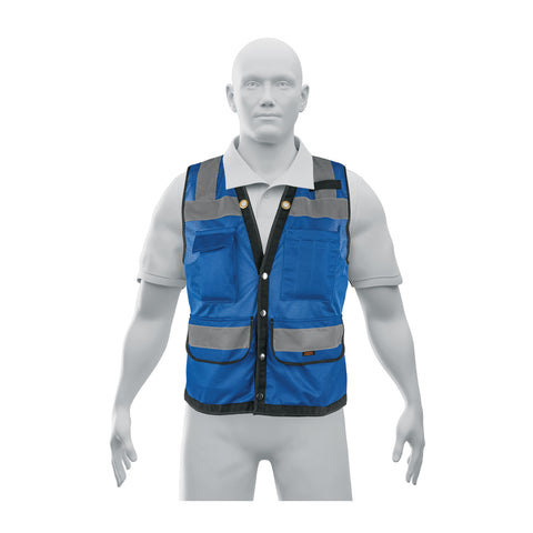 Chaleco seguridad reforzado azul con bolsas, G, EXPERT | CHS-800A-L | 103987