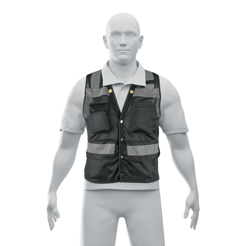 Chaleco seguridad reforzado negro con bolsas, M, EXPERT | CHS-800NE-M | 103989