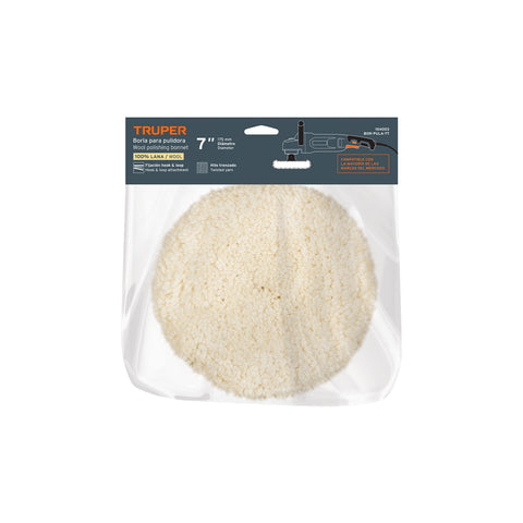 Borla p/pulir de lana trenzada de 7' hook and loop, TRUPER | BOR-PULA-7T | 104003