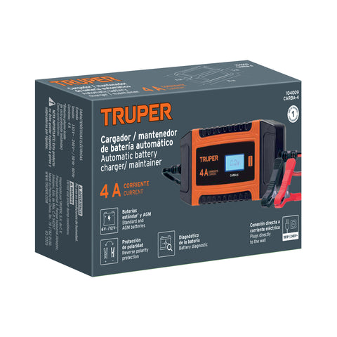 Cargador y mantenedor automático de baterías 4 A, 6V y 12V | CARBA-4 | 104009