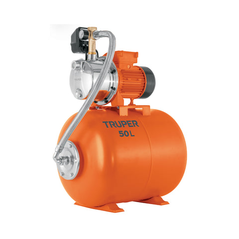 Equipo hidroneumático 50L, jet inoxidable 3/4 HP, TRUPER | HIDR-3/4X50 | 104047