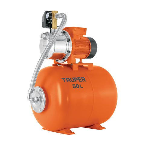Equipo hidroneumático 50L, jet inoxidable 1 HP, TRUPER | HIDR-1X50 | 104048