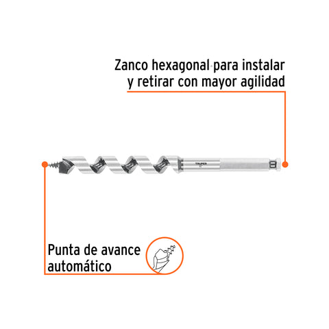 Broca auger tipo berbiquí 1/2' X 6', TRUPER | BAB-1/2X6 | 104060
