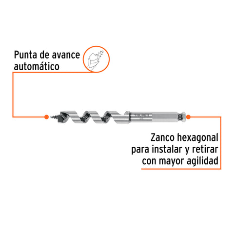 Broca auger tipo berbiquí 5/8' X 6', TRUPER | BAB-5/8X6 | 104061