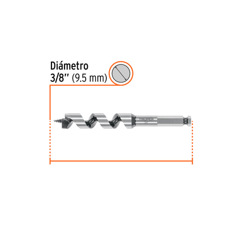 Broca auger tipo berbiquí 3/4' X 6', TRUPER | BAB-3/4X6 | 104062