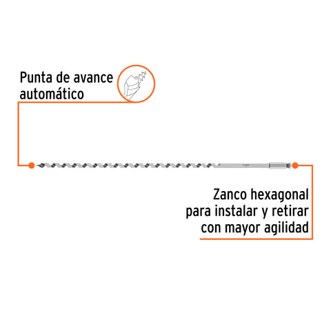 Broca auger tipo berbiquí 3/8' X 18', TRUPER | BAB-3/8X18 | 104067