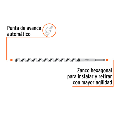 Broca auger tipo berbiquí 3/4' X 18', TRUPER | BAB-3/4X18 | 104070
