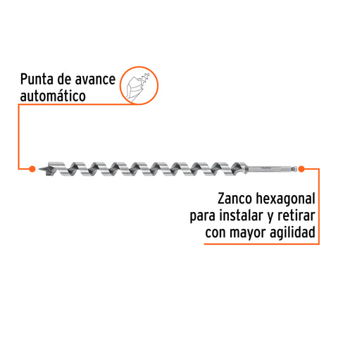 Broca auger tipo berbiquí 1' X 18', TRUPER | BAB-1X18 | 104073