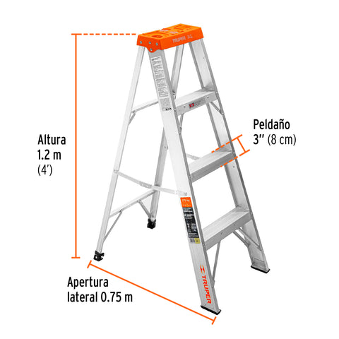 Escalera de tijera tipo II 3 peldaños, Truper | EST-23 | 10435