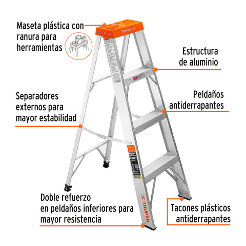 Escalera de tijera tipo II 3 peldaños, Truper | EST-23 | 10435