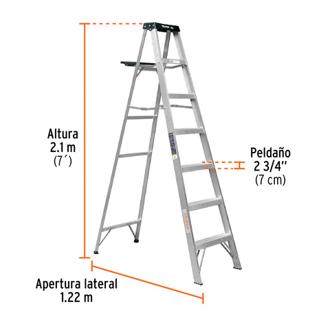 Escalera de tijera tipo III 6 escalones y bandeja, Truper | EST-36 | 10437