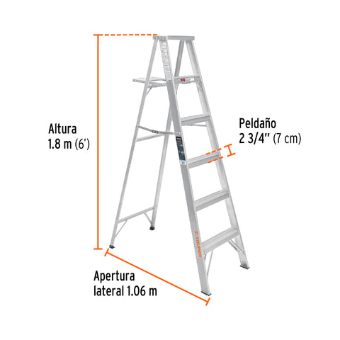 Escalera de tijera 100% aluminio tipo lll 5 peldaños, Truper | ESTA-35 | 10439