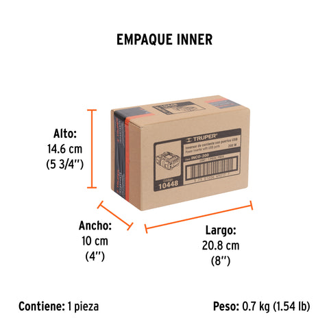 Inversor de corriente de 200 W con puertos USB, Truper | INCO-200 | 10448