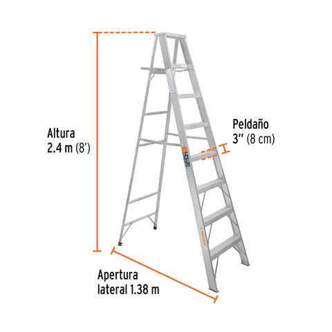Escalera de tijera 100% aluminio tipo ll 7 peldaños, Truper | ESTA-27 | 10460